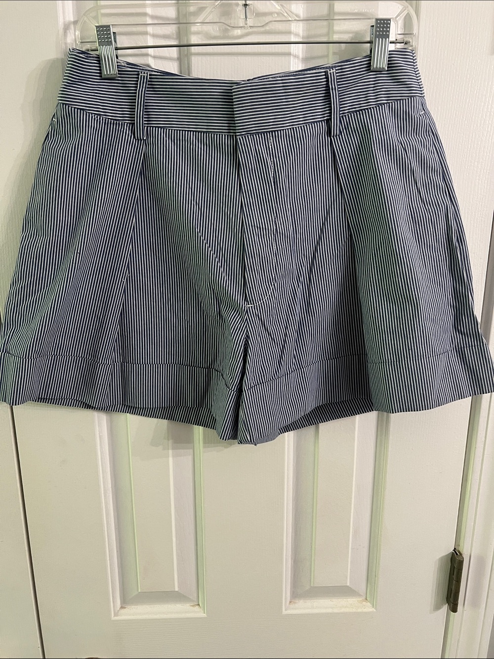 Banana Republic Navy and White Pinstripe Bermuda Shorts